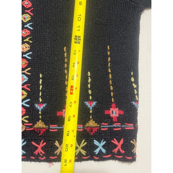 VTG Icelandic Designs Silk Blend  Artsy Retro Embroidered Button L Cardigan Y2K - Picture 5 of 9